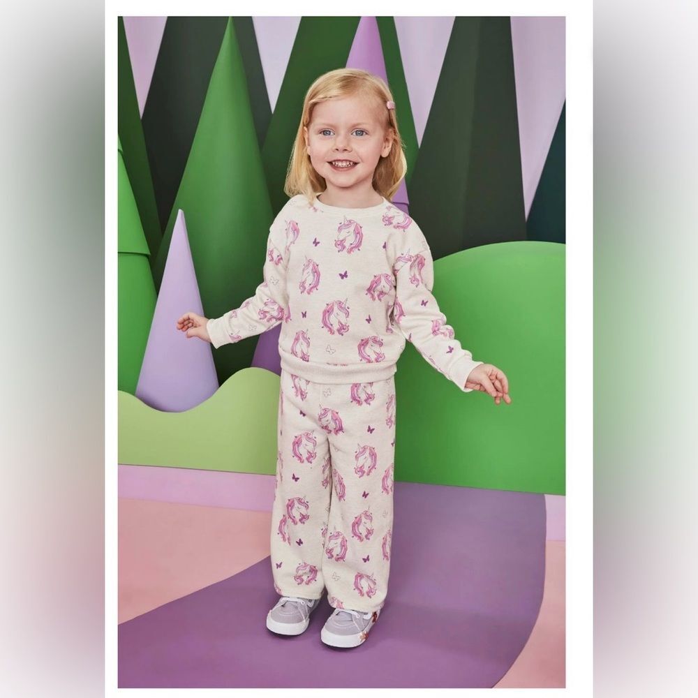 NWT girls fleece set unicorn butterfly Sz 4T